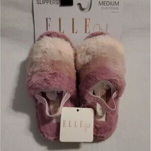 NWT ELLE Girl Slippers Medium Toddler (12) Pink 100% Polyester (CC23)